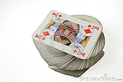 King of Diamonds at the top of playing card deck Stock Photo